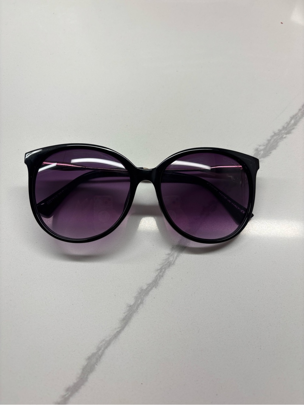 Classic Black Frame Sunglasses with Purple Gradient Lenses
